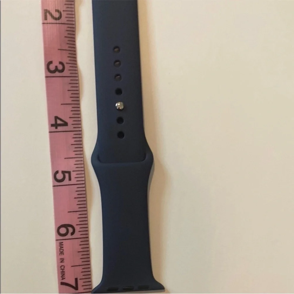 Apple Watch Navy Blue Silicone Band 42mm Silver Buckle NWOT